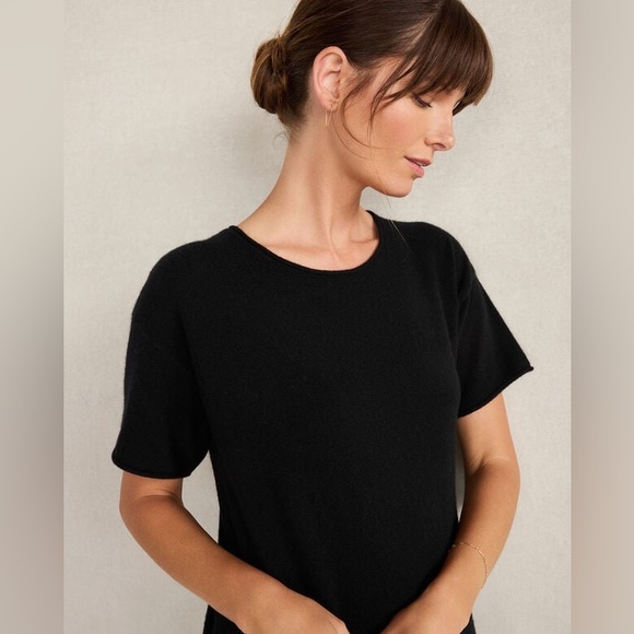 HAVEN WELL WITHIN 100% Cashmere Black Lounge Midi Dress Size Medium VGUC - Picture 3 of 5